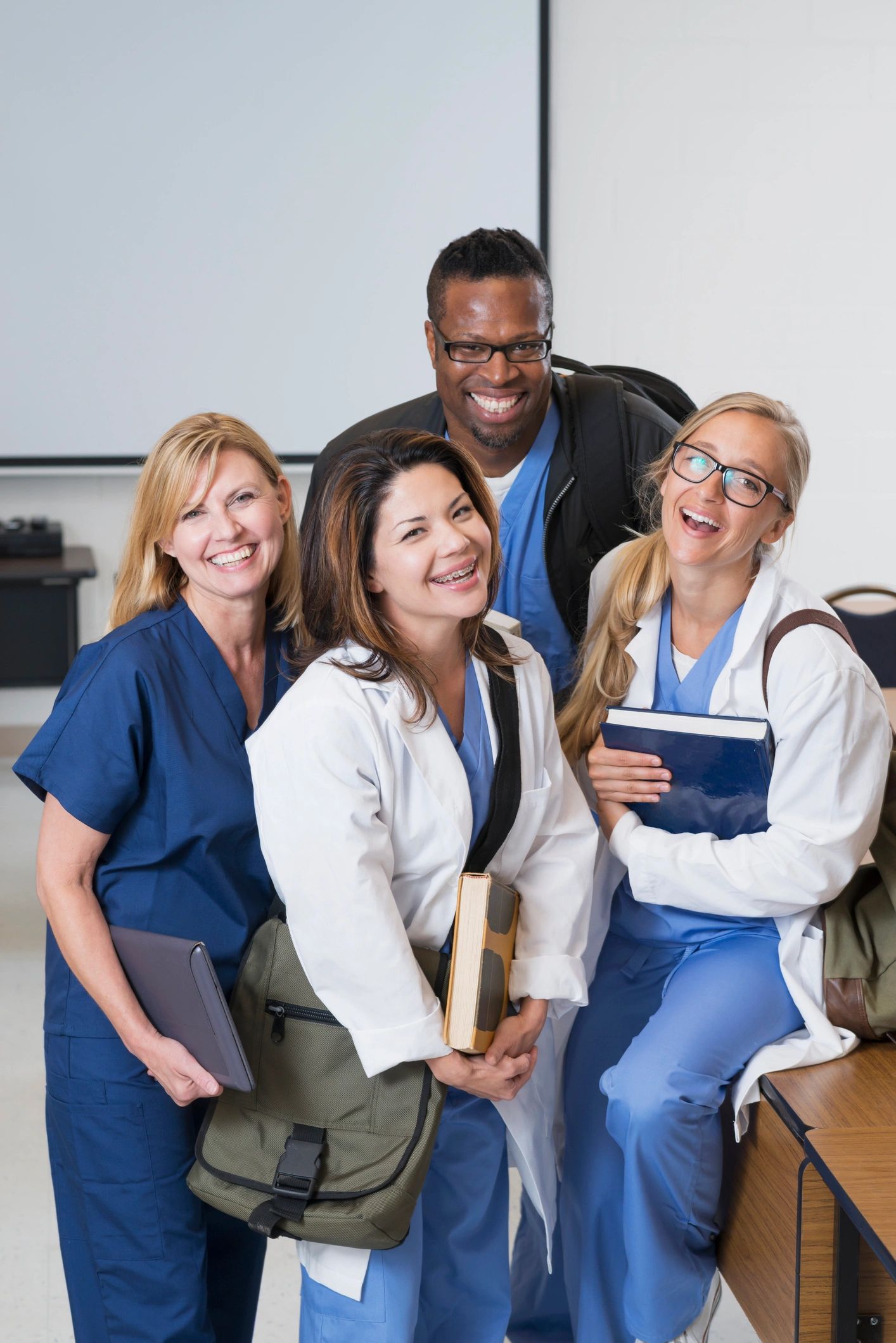Healthcare instructor teaching students in a classroom